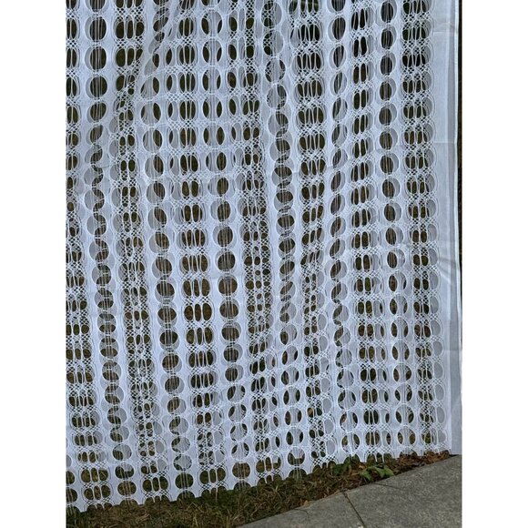 Vintage Retro Mod 1970's Woven Op Art Optical Curtain Fabric ~ White - Picture 6 of 6
